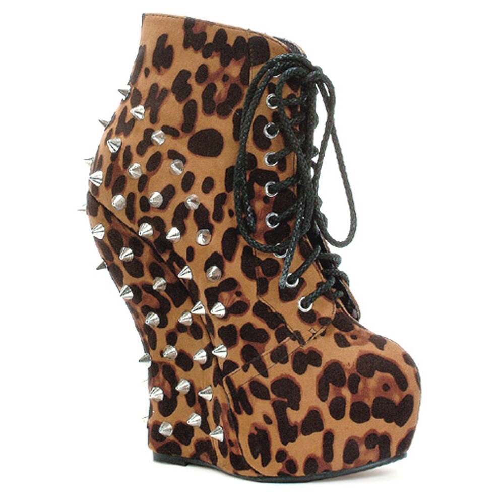 Punk Bettie Page Belladonna Leopard Ankle Booties